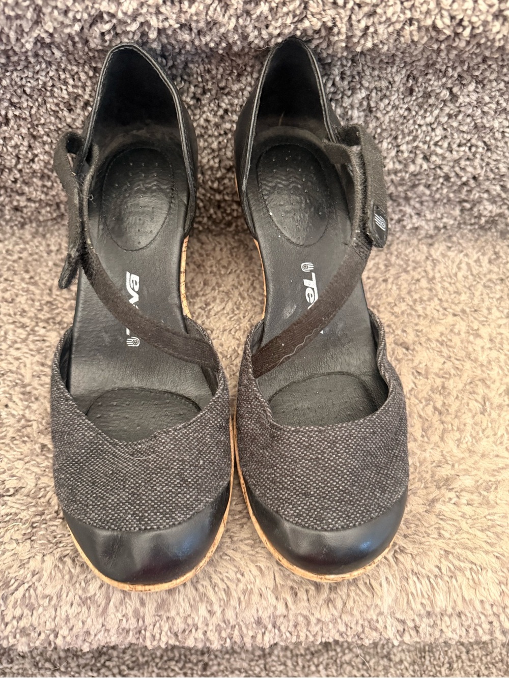 Teva Black Women's Closed-Toe Strap Heels